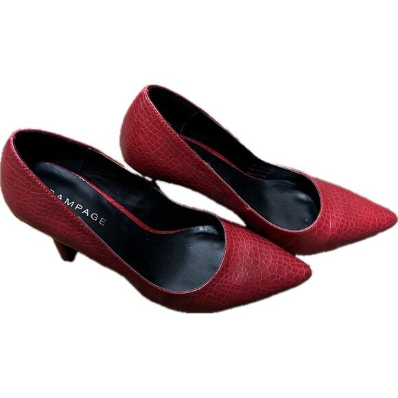 NWOT Rampage Red Croc Embossed Pointed Toe Pump Heels Shoes. Size 6.5 - Picture 3 of 8